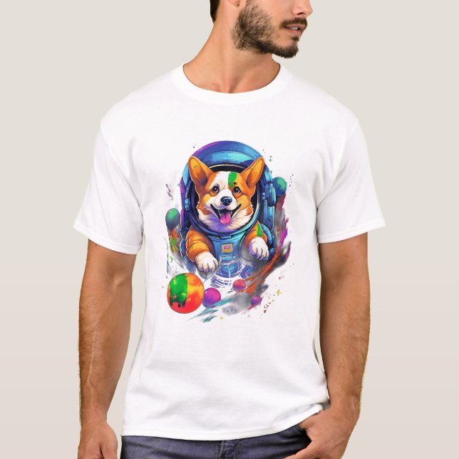 Camiseta Cão de Corgi Espacial (Frente)