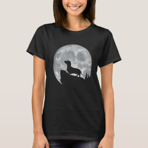 Camiseta Cão De Dachshund Com Lua Para Proprietários De Dac