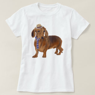 Camiseta Cão de Dachshund Dapado à Mão