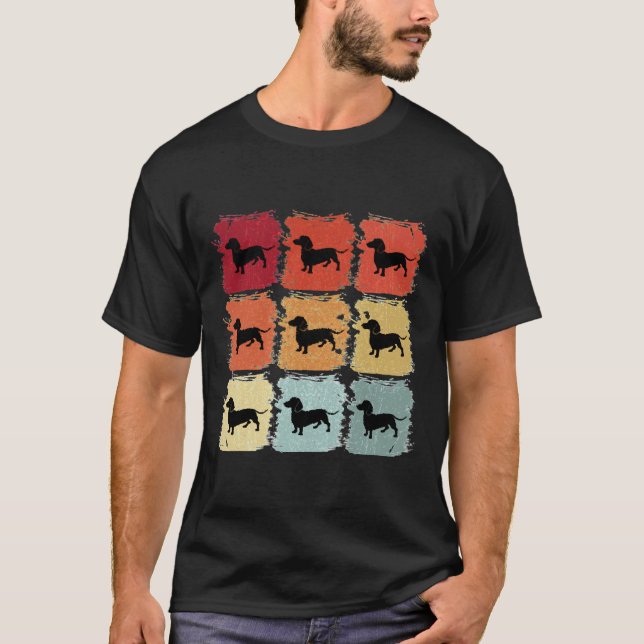 Camiseta Cão de Dachshund de Arte Pop (Frente)