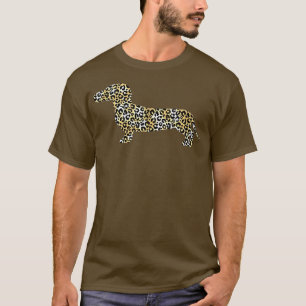 Camiseta Cão De Dachshund No Padrão-Leopardo