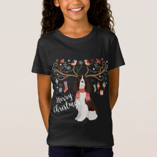 Camiseta Cão-de-estreia de natal inglês Springer Spaniel
