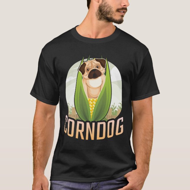 Camiseta Cão de Fazenda com buraco de milho Pug Maize (Frente)