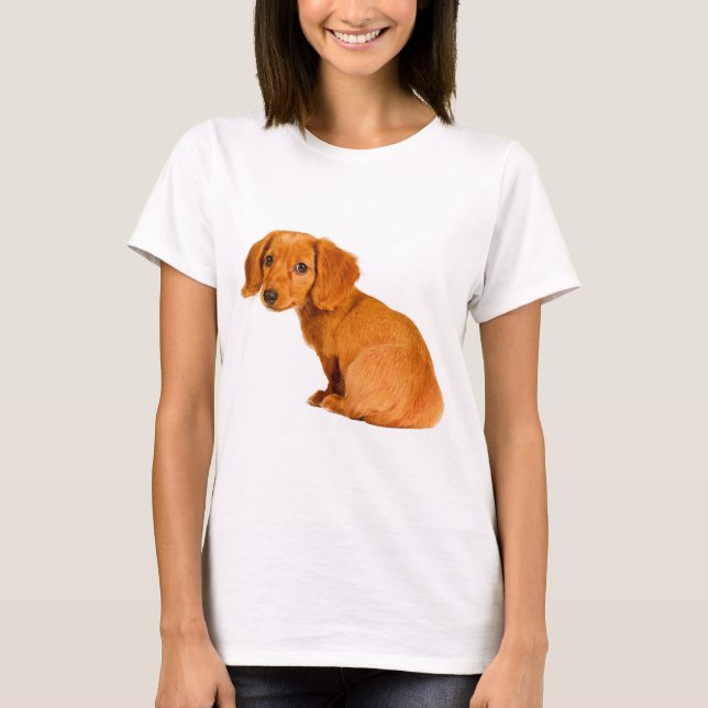 Camiseta Cão de filhote de cachorro bonito do Dachshund (Frente)