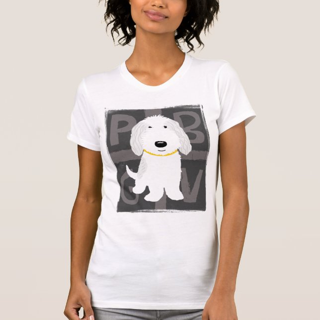 Camiseta Cão de filhote de cachorro cinzento & branco (Frente)
