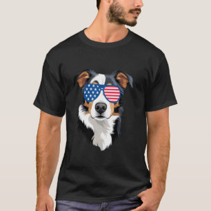 Camiseta Cão de Gado Australiano Bandeira Americana Patriót