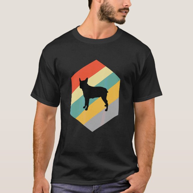 Camiseta Cão de Gado Australiano de Cauda Rapa Design Vinta (Frente)