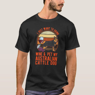 Camiseta Cão de Gado Australiano E Vinho Blue Heeler Cattle