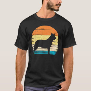 Camiseta Cão de Gado Australiano Heeler Azul Vermelho Retro