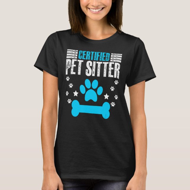 Camiseta Cão De Gato Sentado Humor Para Pet Sit Certificado (Frente)