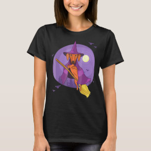 Camiseta Cão-de-Halloween da Bruxa de Dachshund Bonito