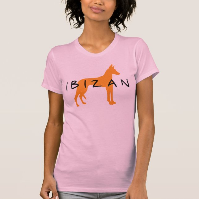 Camiseta Cão de Ibizan (ouro com texto) (Frente)