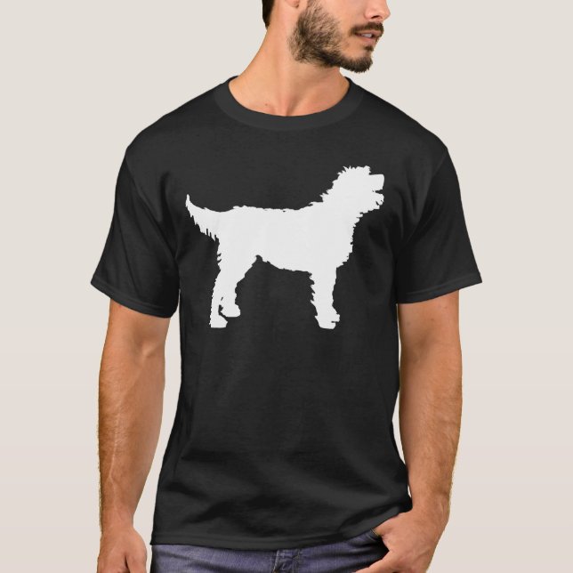 Camiseta Cão de Labradoodle (no branco) (Frente)
