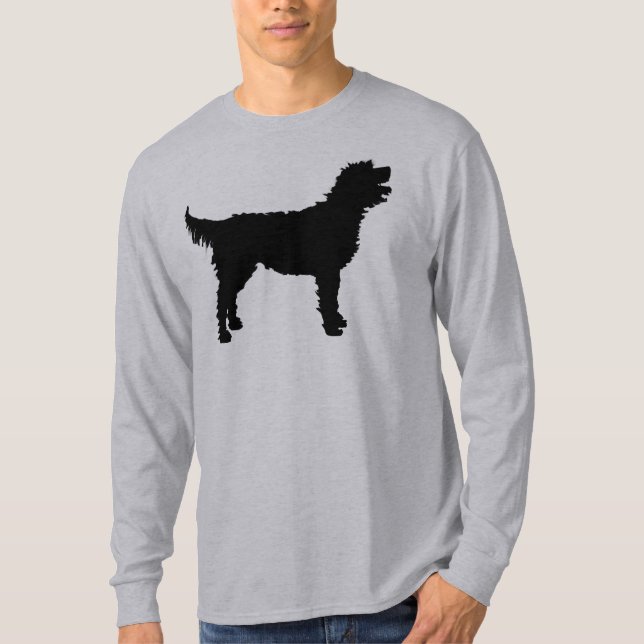 Camiseta Cão de Labradoodle (no preto) (Frente)