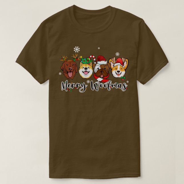 Camiseta cão de natal de woofmas feliz (Frente do Design)