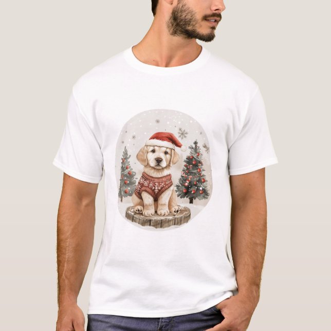 Camiseta Cão de Natal do Labrador Retriever (Frente)