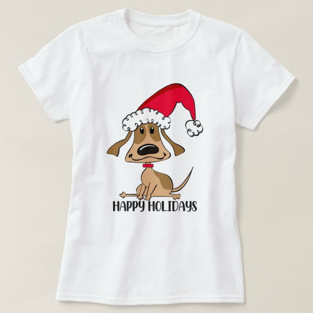 Camiseta Cão de Natal Festivo (Frente do Design)