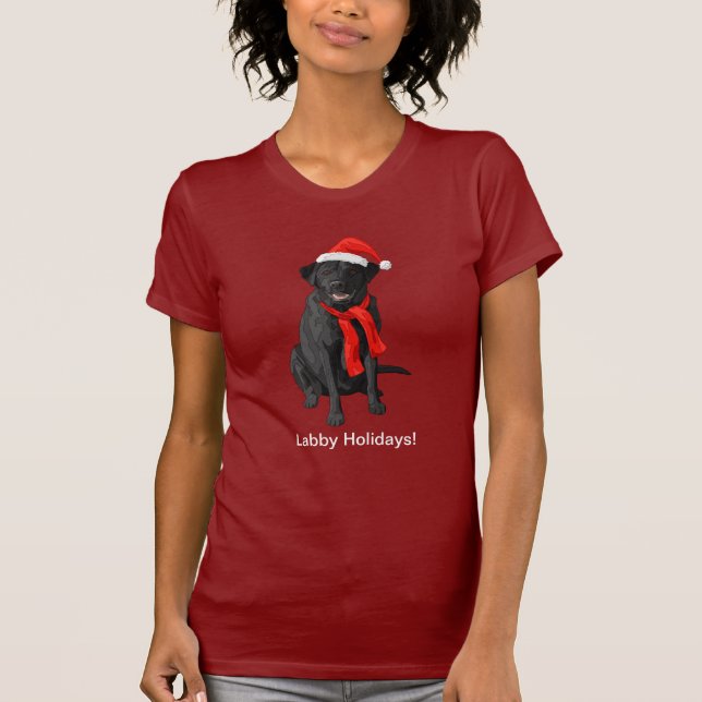Camiseta Cão de Natal Negro Labrador (Frente)