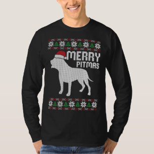 Camiseta Cão de Natal Pitbull da feliz