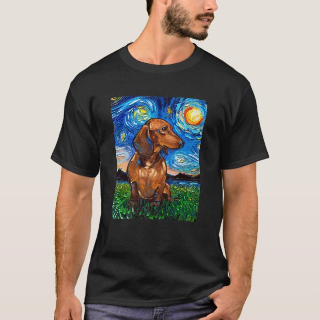 Camiseta Cão de Noite Estrelado de Cabelo Curto  (Frente)