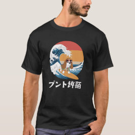 Camiseta Cão de Onda Japonês Caça-Onda Funny Basset