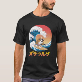Camiseta Cão de Onda Japonês Caça-Onda Funny Basset