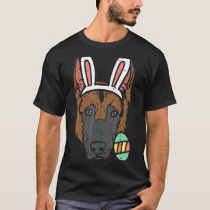 Camiseta Cão de Páscoa Pastor Alemão Face de Coelho Homens