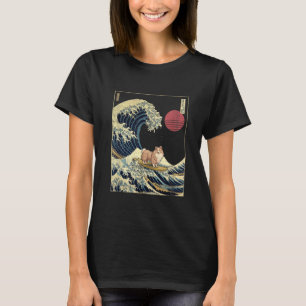Camiseta Cão de Pastoreio Shetland Sheltie Japonês Onda de