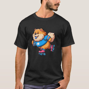 Camiseta Cão de patins Chow Chow engraçado patinador