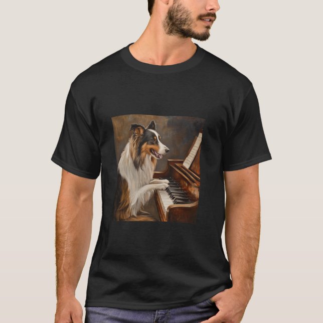 Camiseta Cão de Piano Rough Collie (Frente)