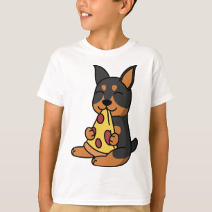 Camiseta Cão de Pizza de Comida Doberman