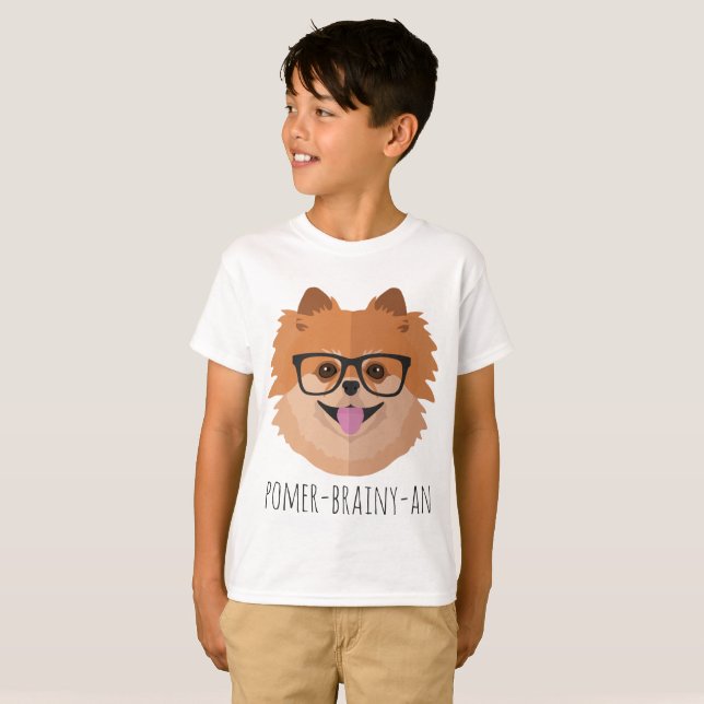 Camiseta Cão de Pomeranian em vidros do nerd | (Frente Completa)