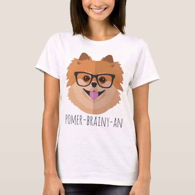 Camiseta Cão de Pomeranian em vidros do nerd | (Frente)