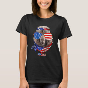 Camiseta Cão de Poodle da bandeira americana