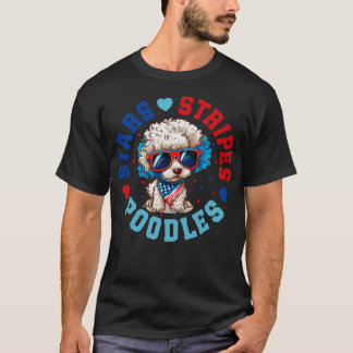 Camiseta Cão De Poodle Patriótico Para A Celebração De 4 De