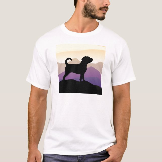Camiseta Cão de Puggle das montanhas roxas (Frente)
