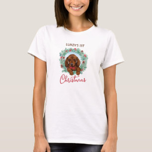 Camiseta Cão de salsicha de salsicha de salsicha de Natal