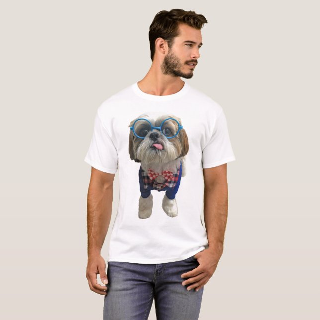 Camiseta Cão de Shih Tzu do hipster (Frente Completa)