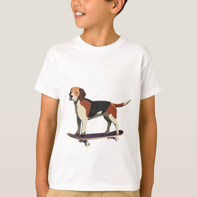 Camiseta Cão de skate, Beagle (Frente)