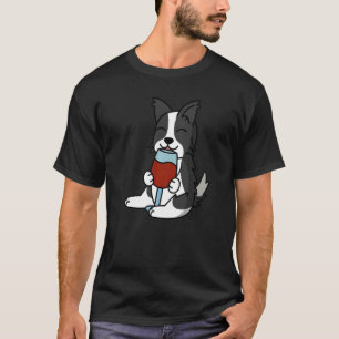 Camiseta Cão de Vinho Bebendo da Collie Fronteira