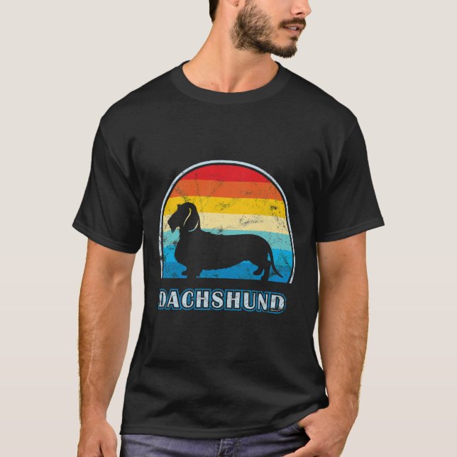 Camiseta Cão de Vintage com Dachshund Haired (Frente)