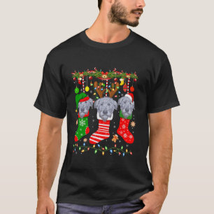 Camiseta Cão De Wolfhound Irlandês Nas Meias De Natal Elf L
