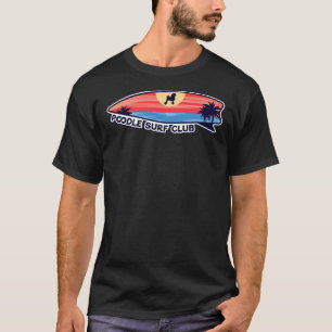Camiseta Cão do Clube de Surf de Poodle no Surfboard