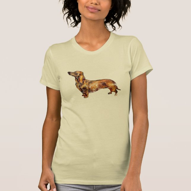 Camiseta Cão do Wiener do vintage (Frente)