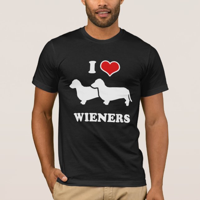 CAMISETA CÃO DO WIENER: EU AMO WIENERS (Frente)
