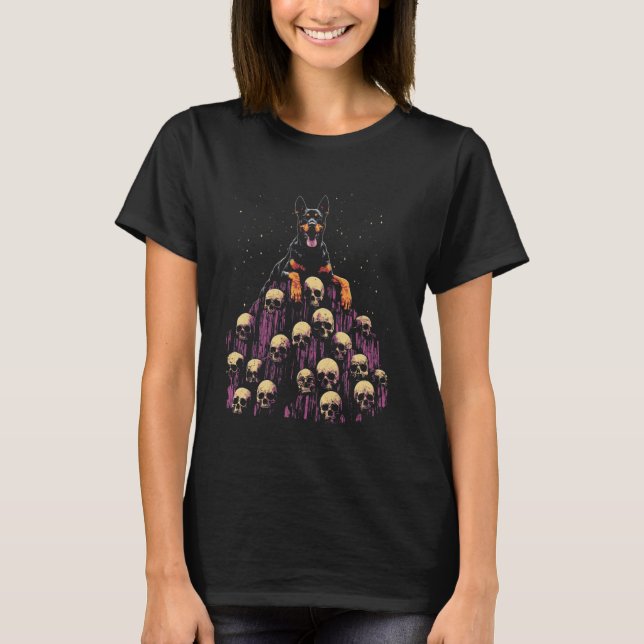 Camiseta Cão Doberman Esqueleto Goth (Frente)
