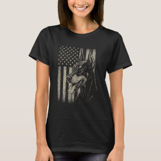 Camiseta Cão Doberman Patriótico Bandeira Americana 4 de