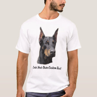 Camiseta Cão Doberman Pinscher Crie Seu Próprio Texto Perso