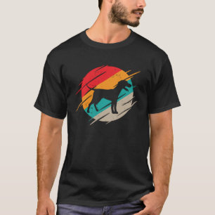 Camiseta Cão Doberman Silhueta Distressada Pôr do Sol Vinta