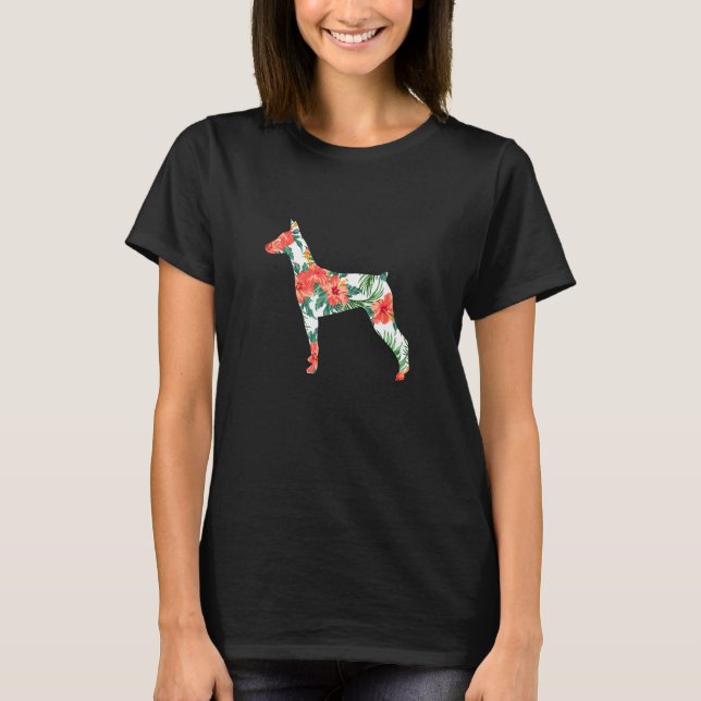 Camiseta Cão Dobermann Aloha Havaiano (Frente)